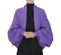 Women's Soft Shawls and Wraps Cashmere Warm Shawl,Knitted Cable Wrap, Knitted Shawl with Sleeves for Women (Purple)