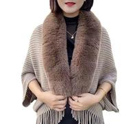 Women's Soft Shawls And Wraps With Sleeves,Ladies Knitted Loose Thickened Shawl Coat,For Evening Dresses Weddings (Coffee,One size fits all)