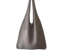 Women's Soft Shoulder Bag, Handbags for Women - Crochet Large Capacity Bright Color Exquisite Craftsmanship Vintage Hollow Out Handbag Tote Bag for Outdoor Grey