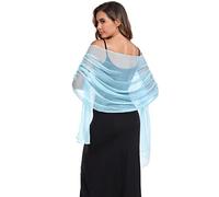 Womens Soft Silky Shawls and Wraps for Evening Dress Elegant Wedding Bride Bridesmaid Scarves, Light Blue, 79''×27'’