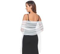 Womens Soft Silky Shawls and Wraps for Evening Dress Elegant Wedding Bride Bridesmaid Scarves, White, 79''×27'’