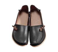 Women's Soft Sole Leather Loafers, Casual Slip on Flat Shoes with Bow Knot, Lightweight Comfortable Driving Shoes, Flexible Moccasin Style Walking Footwear Black
