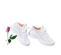 Women's Soft-Soled Anti-Slip Breathable Casual Sneakers, Women's Walking Shoes Lightweight Workout Casual Non Slip Fashion Sneakers Mesh Lace Up Tennis Running Shoes (White,6)