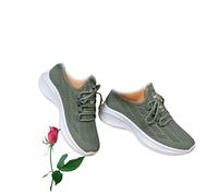 Women's Soft-Soled Anti-Slip Breathable Casual Sneakers, Women's Walking Shoes Lightweight Workout Casual Non Slip Fashion Sneakers Mesh Lace Up Tennis Running Shoes (Green,5)