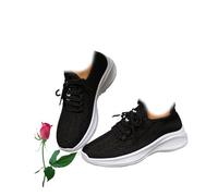 Women's Soft-Soled Anti-Slip Breathable Casual Sneakers, Women's Walking Shoes Lightweight Workout Casual Non Slip Fashion Sneakers Mesh Lace Up Tennis Running Shoes (Black,6.5)