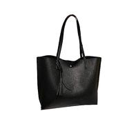Women'S Soft Tote Shoulder Bag From Big Capacity Tassel Handbag High Capacity Pu Tassel Shoulder Bag For Women'S Crossbody Bag Womens Tote Bags for Travel (Black, One Size)