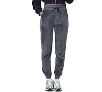 Women's Soft Touch Velour Lounge-WEAR Velvet Workout Bottoms - Black, Charcoal Grey, Mocha, Khaki, Wine, Navy - Size S/M - L/XL (as8, Alpha, l, x_l, Regular, Regular, Charcoal Grey, Relaxed)
