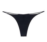 Womens Soft Underwear Cotton Breathable Panties Women Double Strap Sexy Thong Low Waist Double Cotton T Shape Ladies High Waisted Knickers (Black, M)