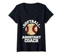 Womens Softball Assistant Coach Distressed Vintage Funny Gameday V-Neck T-Shirt