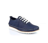 Womens Softie Leather Shoes Ladies Casual Shoes Womens Real Leather Shoes Ladies Comfort Shoes Womens Slip On Shoes Rubber Sole Navy 4 UK
