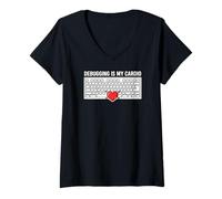 Women's Software Developer Programmer Debugging is My Cardio V-Neck T-Shirt