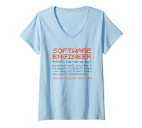 Women's Software-Engineer Developer Definition Programming V-Neck T-Shirt