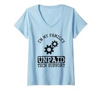 Women's Software Engineer IT Guy I'm My Family's Unpaid Tech Support V-Neck T-Shirt
