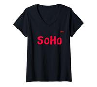 Womens SoHo Typography Artwork - New York City - London - Exclusive V-Neck T-Shirt