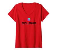 Womens Solana Coin Cryptocurrency Gradient Black Desentralized Web3 V-Neck T-Shirt