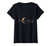 Women's Solar Eclipse 2026 Men Women Kids Total Eclipse 08 12 26 V-Neck T-Shirt