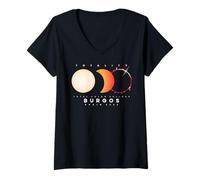 Women's Solar Eclipse 2026 Shirt Burgos Spain Total Eclipse V-Neck T-Shirt