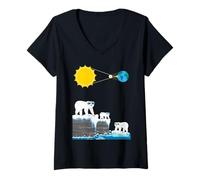 Womens Solar eclipses Illustration Eclipse Glasses Polar Bears V-Neck T-Shirt