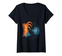 Womens Solar Storm Earth Magnetosphere Radio V-Neck T-Shirt
