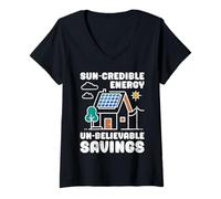 Womens Solar SUN-CREDIBLE ENERGY UN-BELIEVABLE SAVING Eco Power V-Neck T-Shirt