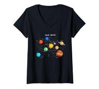 Womens Solar System Planets, Earth, Sun, Space Science Kids, Adults V-Neck T-Shirt