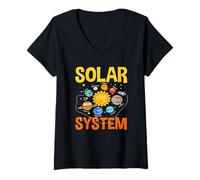 Women's Solar System Planets Educational Space Science V-Neck T-Shirt