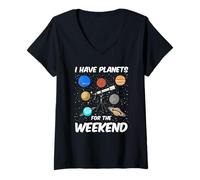 Womens Solar System Planets Men Women Kids Funny Science V-Neck T-Shirt