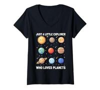 Women's Solar System Planets Space Science Astronomy Kids Toddler V-Neck T-Shirt
