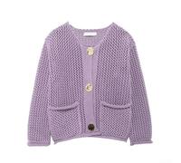Women's Solid Chunky Knit Cardigan with Dual Pockets for Spring Autumn | Acrylic Fabric, Regular Length, Double Pockets, Solid Colour, Spring Autumn Winter Wear, Holiday Home Vacation
