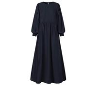 Women's Solid Color Crewneck Loose Sleeve Loose Casual Fashion Women's Dress My Scene Clothes Outfit (Dark Blue, XXL)