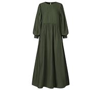 Women's Solid Color Crewneck Loose Sleeve Loose Casual Fashion Women's Dress My Scene Clothes Outfit (Green, XXL)