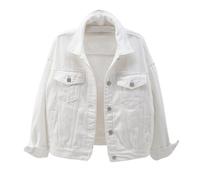 Women's Solid Color Denim Jacket - Long Sleeve, Lapel Collar, Button Cropped, Casual Classic Vintage Wash Top With Pocket - Streetwear Y2K AestheticUK