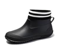 Women's Solid Color Fashion Short Tube Water Proof Non Slip Rain Boots for Everyday Commute Business Travel Winter Wear# end Start# s#Ideal for Daily Casual use Commuting wear and (Black, 7.5)