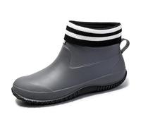 Women's Solid Color Fashion Short Tube Water Proof Non Slip Rain Boots for Everyday Commute Business Travel Winter Wear# end start# s#Ideal for daily casual use commuting wear and business (Grey, 4.5)