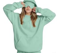 Women's Solid Color Hoodie with Built-in Eye Mask, Loose Fit Long Sleeve Pullover Sweatshirt, for Daily Vacation Holiday Club Wear(M Light green)