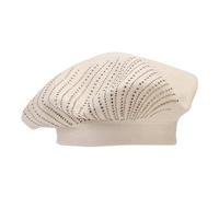 Women's Solid Color Knit Beret Fall/Winter Hot Drill Warm Wool Beret Animal Print Women (Beige, M)