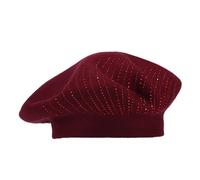 Women's Solid Color Knit Beret Fall/Winter Hot Drill Warm Wool Beret Animal Print Women (RD1, M)