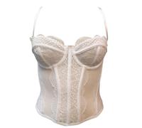 Women's Solid Color Lace Corset Tops Going Out Party Tops (White, XL)