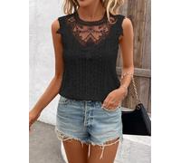 Women's Solid Color Lace Hollow Collar Patchwork Crochet Suspender Top |