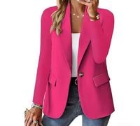 Womens Solid Color Long Sleeve Blazer Featuring Button Closure Regular Fit and Front Pockets for Transitional Season Outfits (XXL Hot Pink)