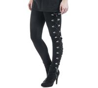 Women's Solid Color Punk Style Lace Up Hip High Waist Thermal Pants Leggings, black, XL