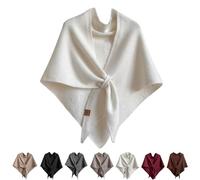 Women's Solid Color Scarf, 2025 Upgraded Knitted Pashmina Shawl Wraps, Luxe Casual Comfortable Sweater Shawl Winter Autumn Formal Dressy Cream Pure Burgundy Brown Red Faux Fur Shoulder Scarves Capes