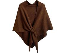 Women's Solid Color Scarf,2025 Upgraded Knitted Pashmina Shawl Wraps,Luxe Casual Comfortable Sweater Shawl,Women Knitted Shawls and Wraps Cardigan Cape Wool Cashmere Shoulder Top Sweater (Brown)