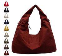 Women's Solid Color Textured Draped Tote Bag, Large Capacity Minimalist Versatile Shoulder Tote Bag Travel (Burgundy)