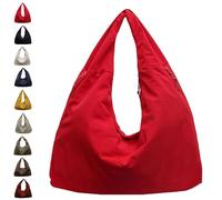 Women's Solid Color Textured Draped Tote Bag, Large Capacity Minimalist Versatile Shoulder Tote Bag Travel (Red)