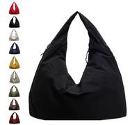Women's Solid Color Textured Draped Tote Bag, Large Capacity Minimalist Versatile Shoulder Tote Bag Travel (Black)