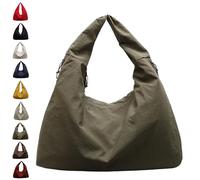 Women's Solid Color Textured Draped Tote Bag, Large Capacity Minimalist Versatile Shoulder Tote Bag Travel (Green)