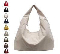 Women's Solid Color Textured Draped Tote Bag, Large Capacity Minimalist Versatile Shoulder Tote Bag Travel (Beige)