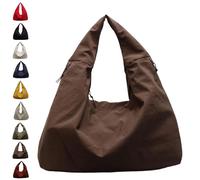 Women's Solid Color Textured Draped Tote Bag, Large Capacity Minimalist Versatile Shoulder Tote Bag Travel (Coffee)