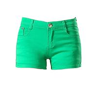 Womens Solid Color Ultra Stretch Denim Booty Shorts Mid Waist Butt Lifting Jean Short-Pant Casual Comfy Slim Jeans Short, Green, 30